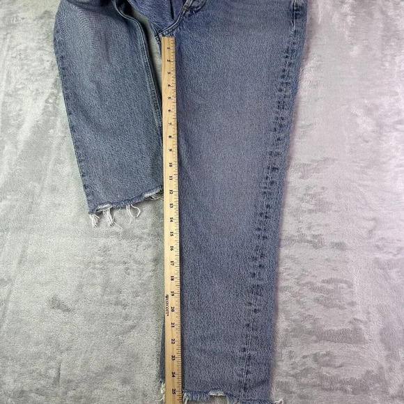 AGOLDE Straight Leg Jeans Women's 28 Distressed Hem Light Wash Chic Streetwear - Picture 13 of 16